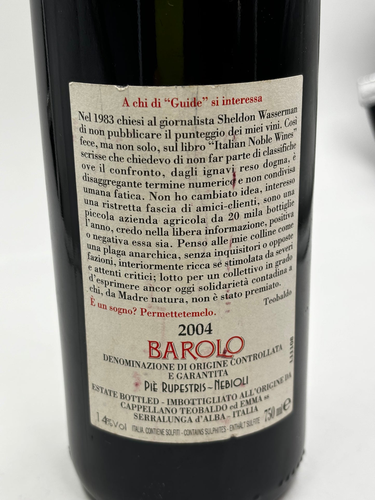 Cappellano "Piè Rupestris" Barolo 2004